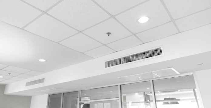 Ceiling mounted humidifier installed by Advanced Home Comfort technicians.